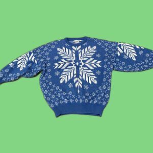 Genesis Made in Italy Vintage Snow Flake Sweater Blue Size S